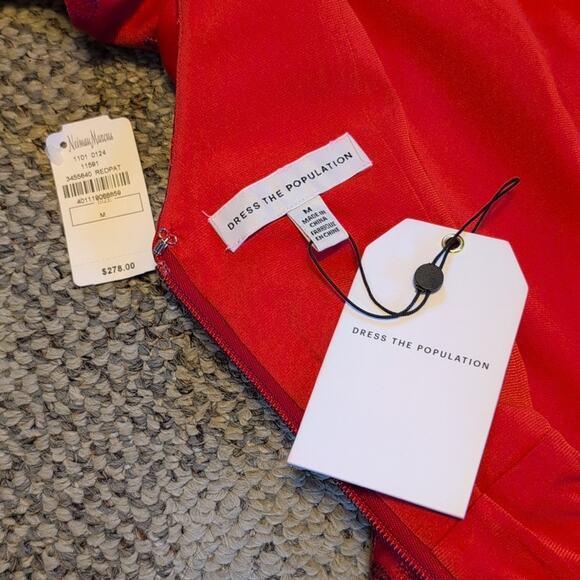 NWT Dress the Population red rouge Joyce embroidered mini dress size Medium - Picture 7 of 8